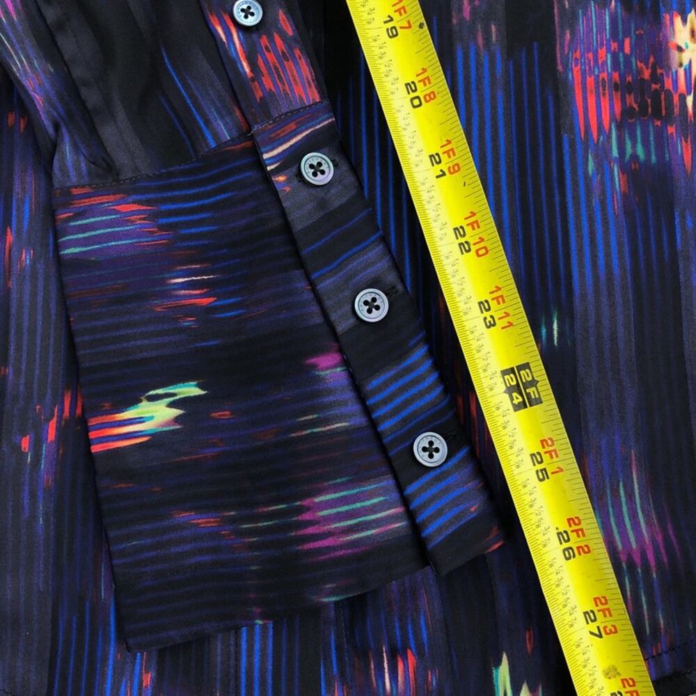 Equipment Sheer Silk Blend Button Front Blouse Abstract Stripe Size Small Blue - Picture 15 of 15